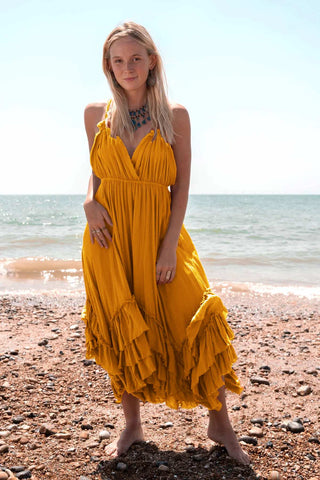 Ruffle Dress Mustard