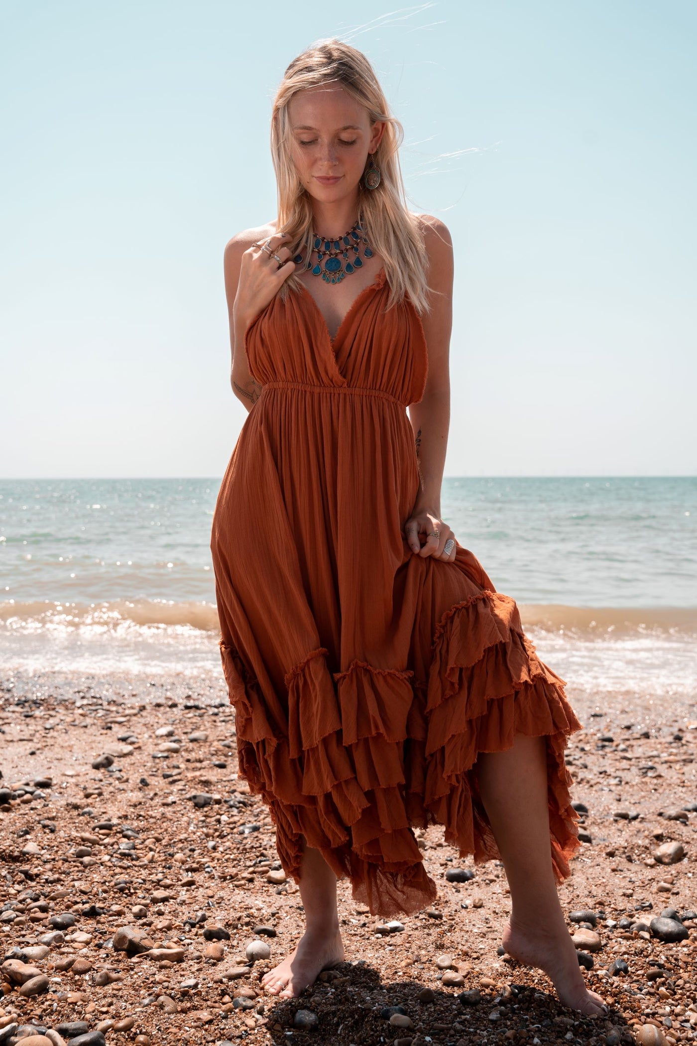 Boho sales rust dress